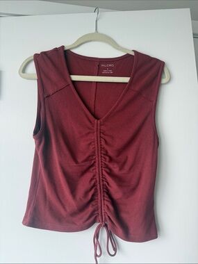 Pilcro Burgundy Ruched V-Neck Tank